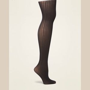 Rib Knit Control Top Nylon Tights